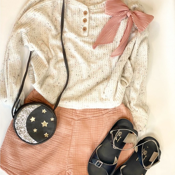 Búho Girls Boho Textured Shorts Muted Pink Size 11 / 12 - Picture 2 of 9